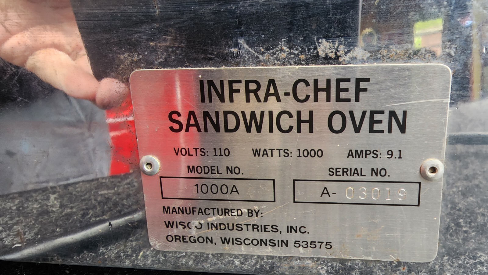 INFRA CHEF COMMERCIAL SANDWICH MAKER OVEN model 1000A
