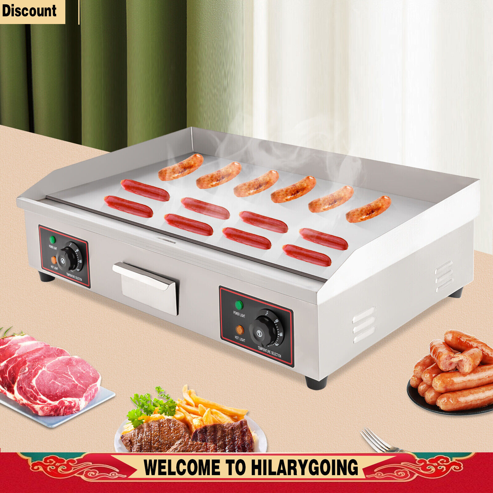30″ Commercial Electric Countertop Griddle Heating Grill BBQ Flat Plate Top 3KW