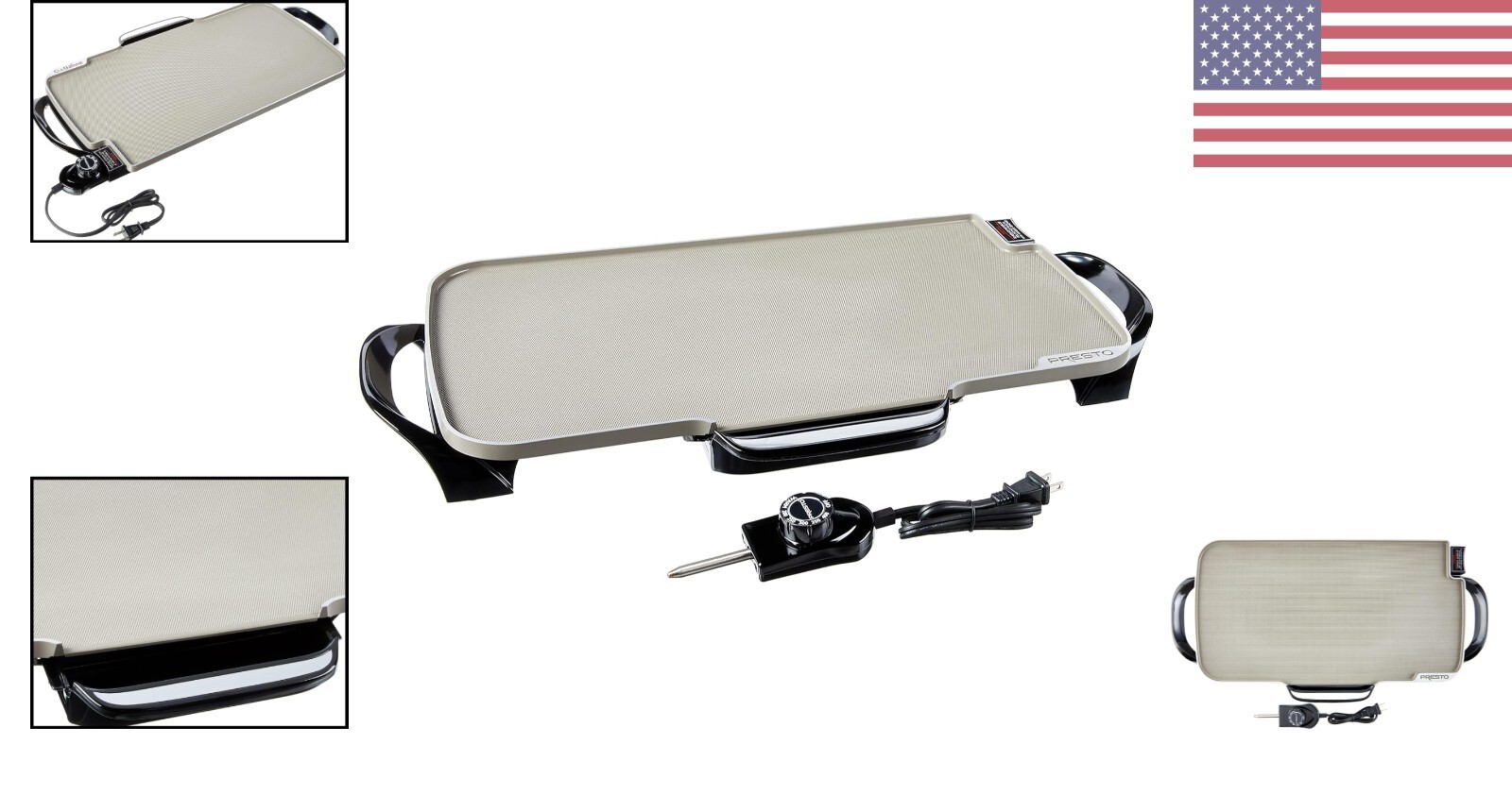 Extra-Large Ceramic Electric Griddle – Removable Handles – Nonstick Surface
