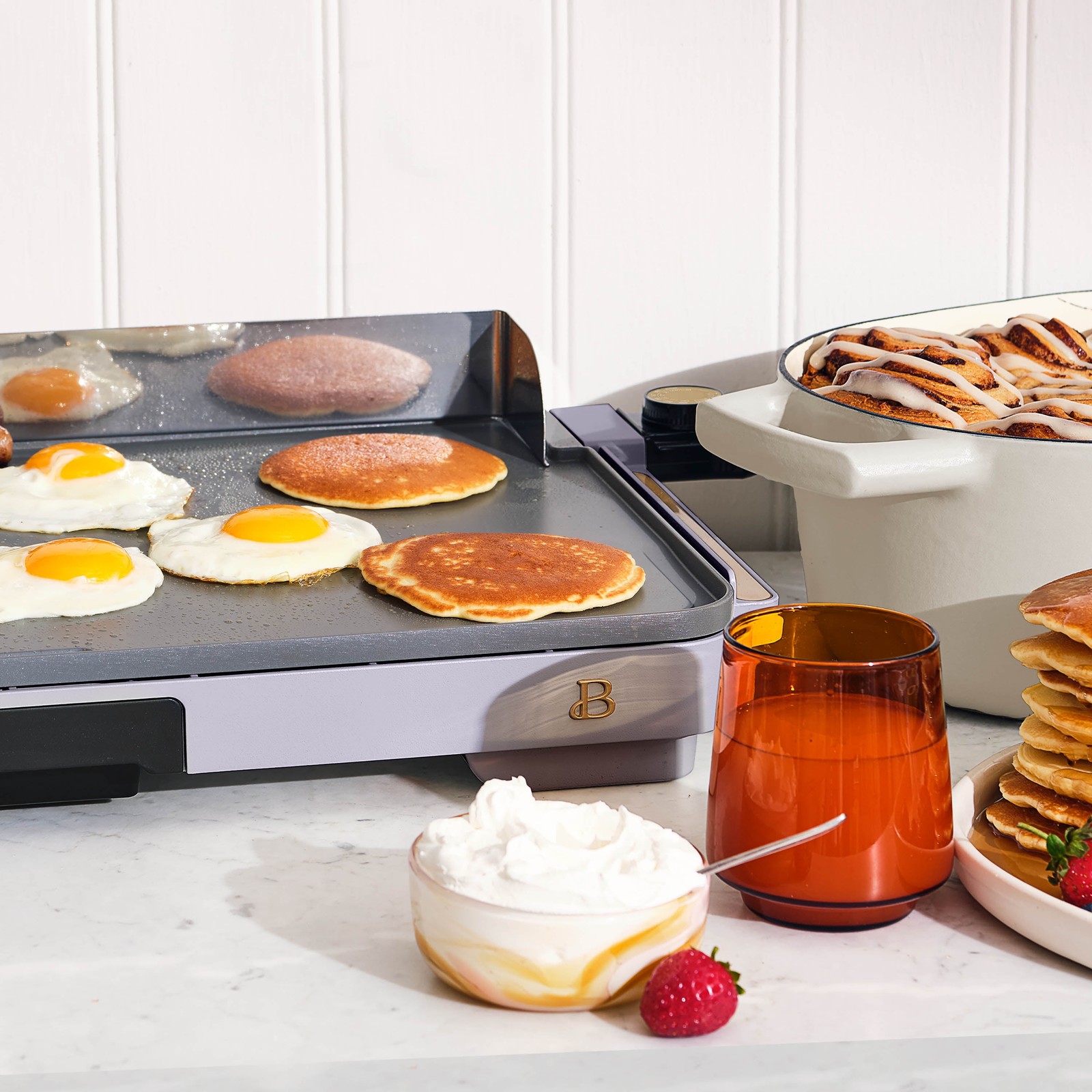Beautiful XL Electric Griddle, 12 x 22 in, Non-Toxic EverGood Ceramic Coating,