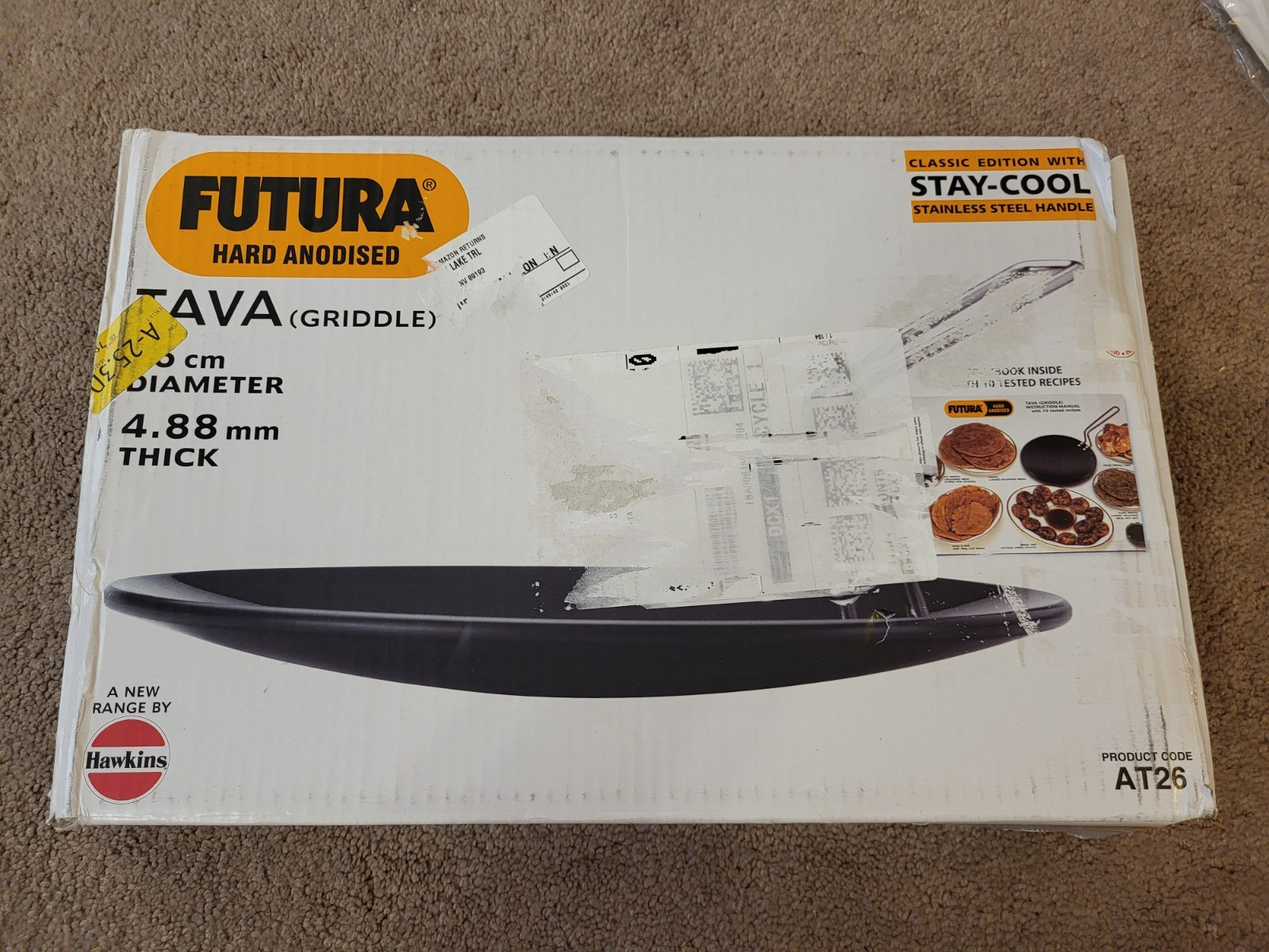 Hawkins Futura Nonstick TAVA Griddle 26 cm Diameter 4.88mm Thick AT26