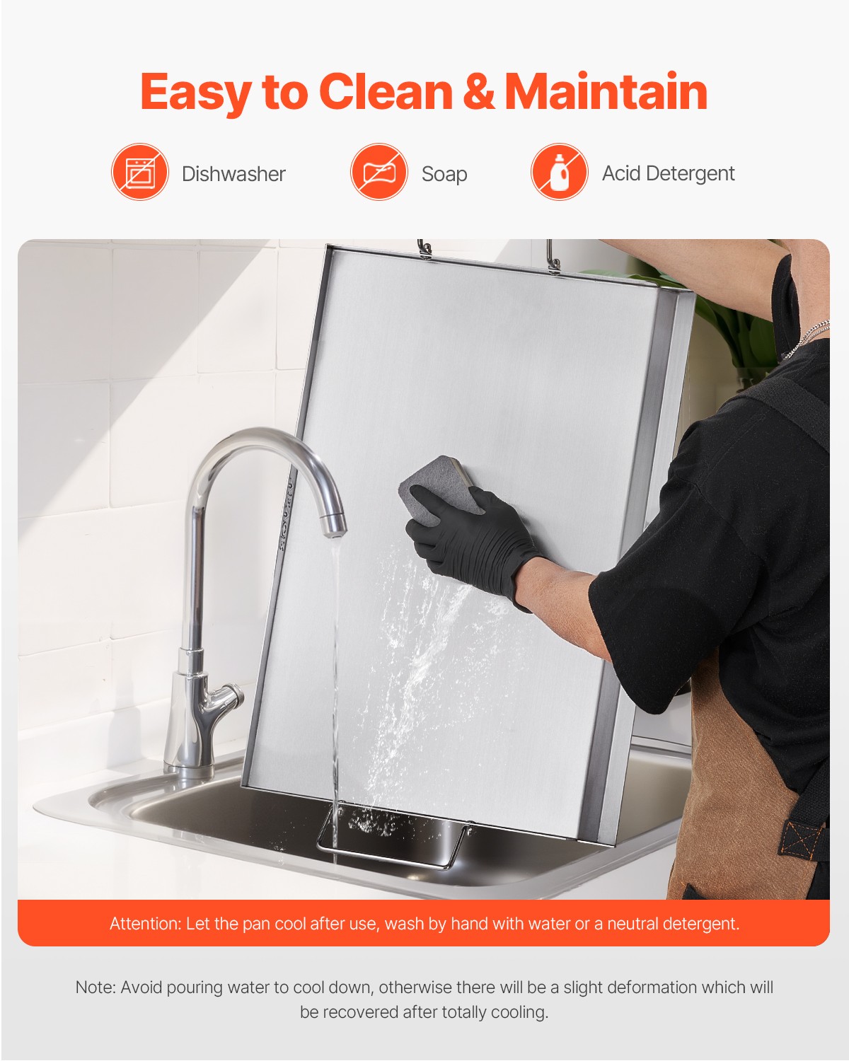 VEVOR 23×16 in Flat Top Griddle Stainless Steel Universal BBQ Grill Pan Cookware