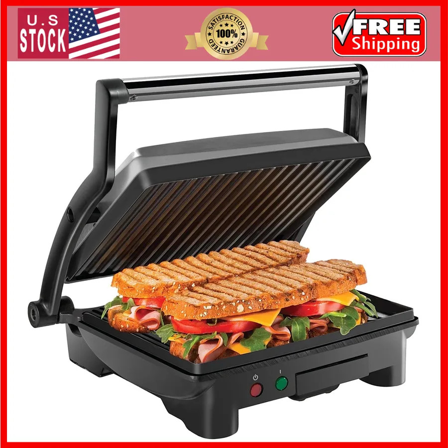 Chefman 3-in-1 Panini Press and Indoor Grill 4-Slice Non-Stick Stainless Steel