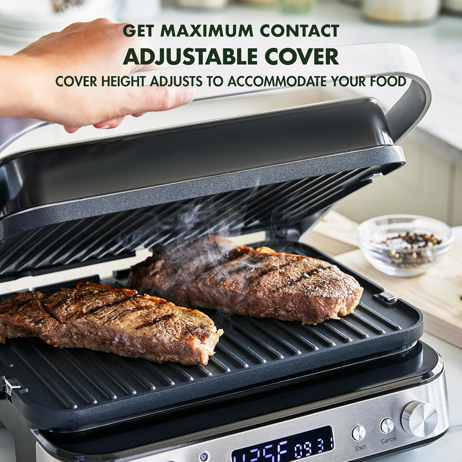 6-in-1 Electric Indoor Grill & Griddle, Nonstick, Dishwasher Safe, PFAS-Free