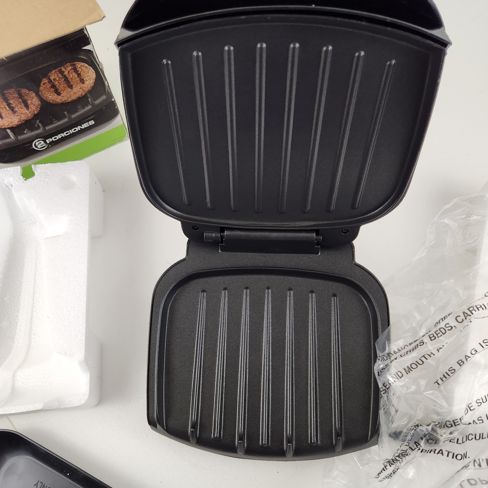 George Foreman GR0040B 2-Serving Classic Plate Grill Black New