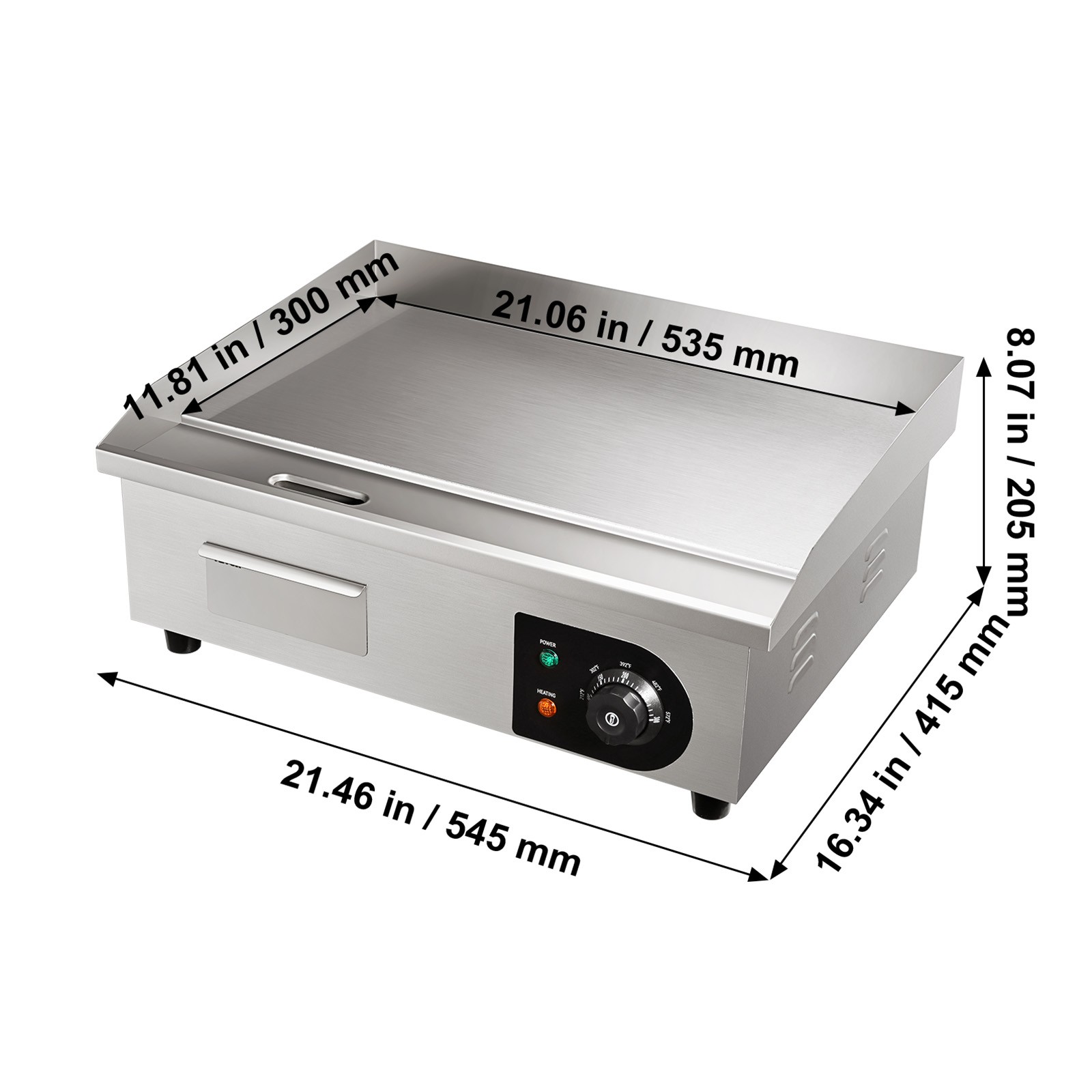 Uimoso Commercial Electric Griddle Countertop Flat Grill 1750W