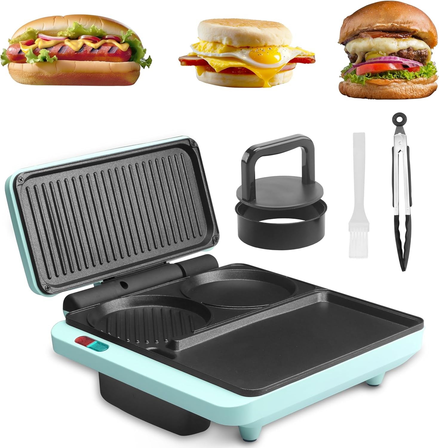 Baker’S Friend Breakfast Sandwich Maker, Nonstick Electric Griddle & Grill Combo