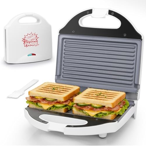 AshGlen Ceramic Mini Panini Press Grill Sandwich Maker, Mini Sandwich Press, Pan