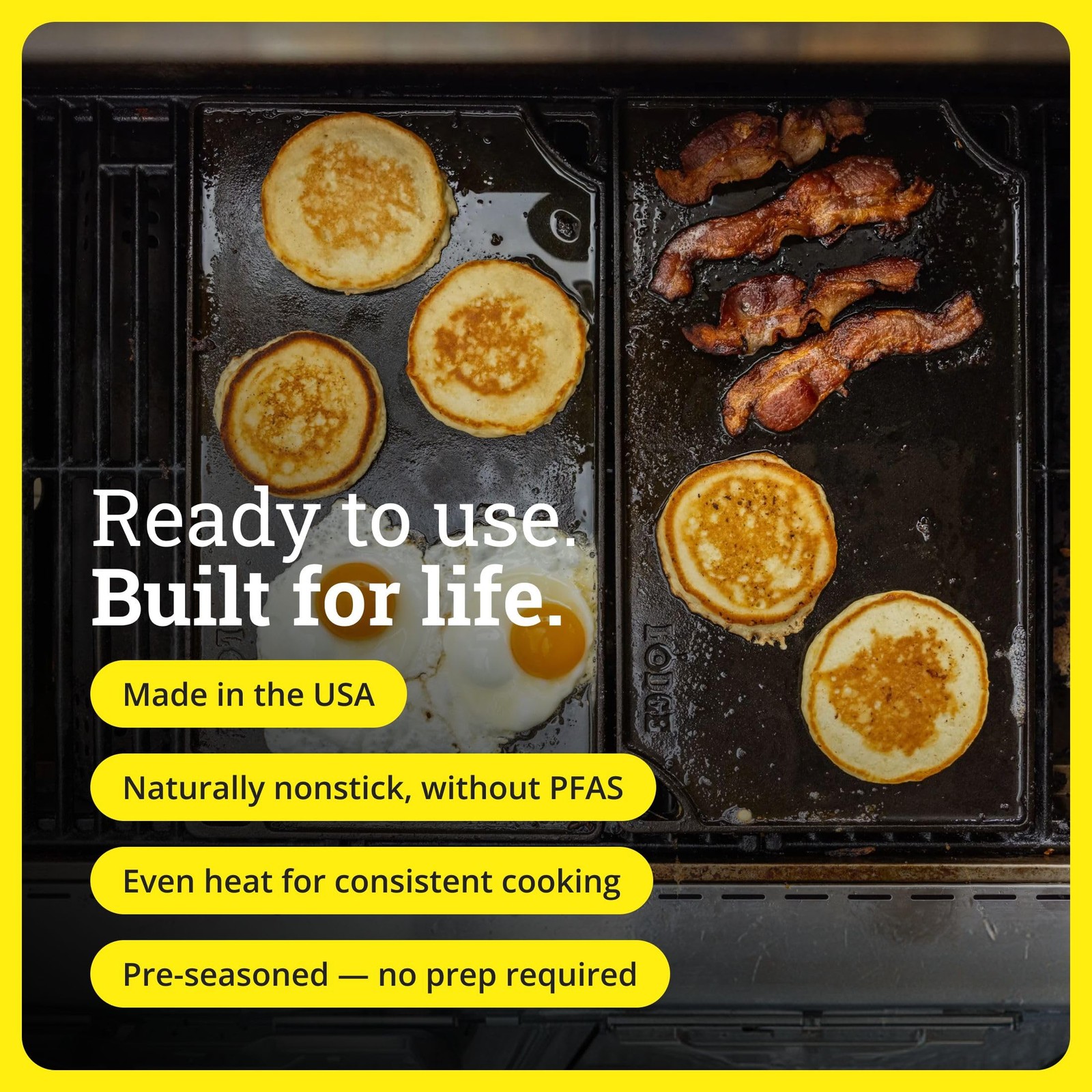Lodge Reversible Cast Iron Grill/Griddle Pan 16.75 x 9.5 – Pre-Seasoned