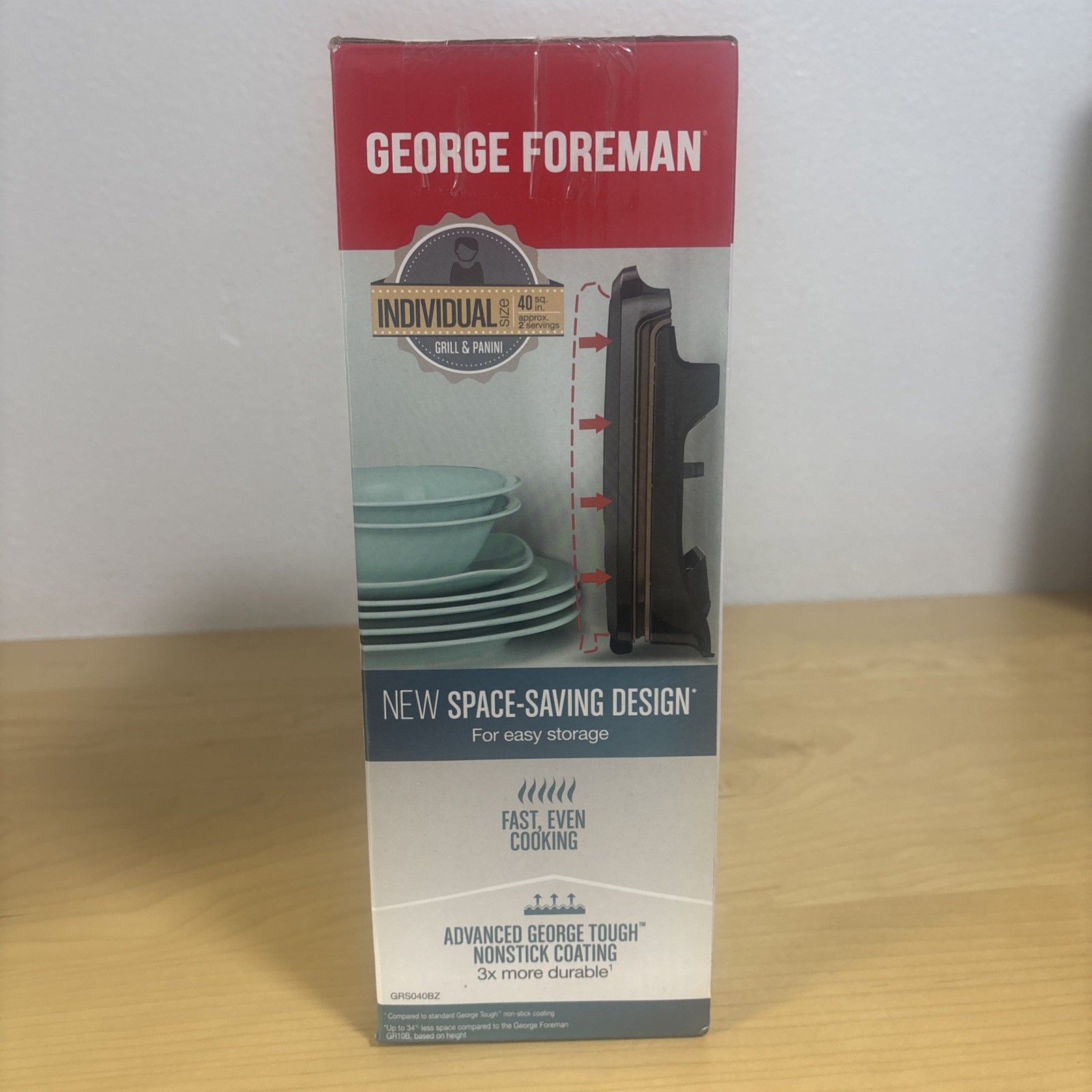 George Foreman GRS040 Electric Indoor Grill Panini Press 2-Serving Classic Plate