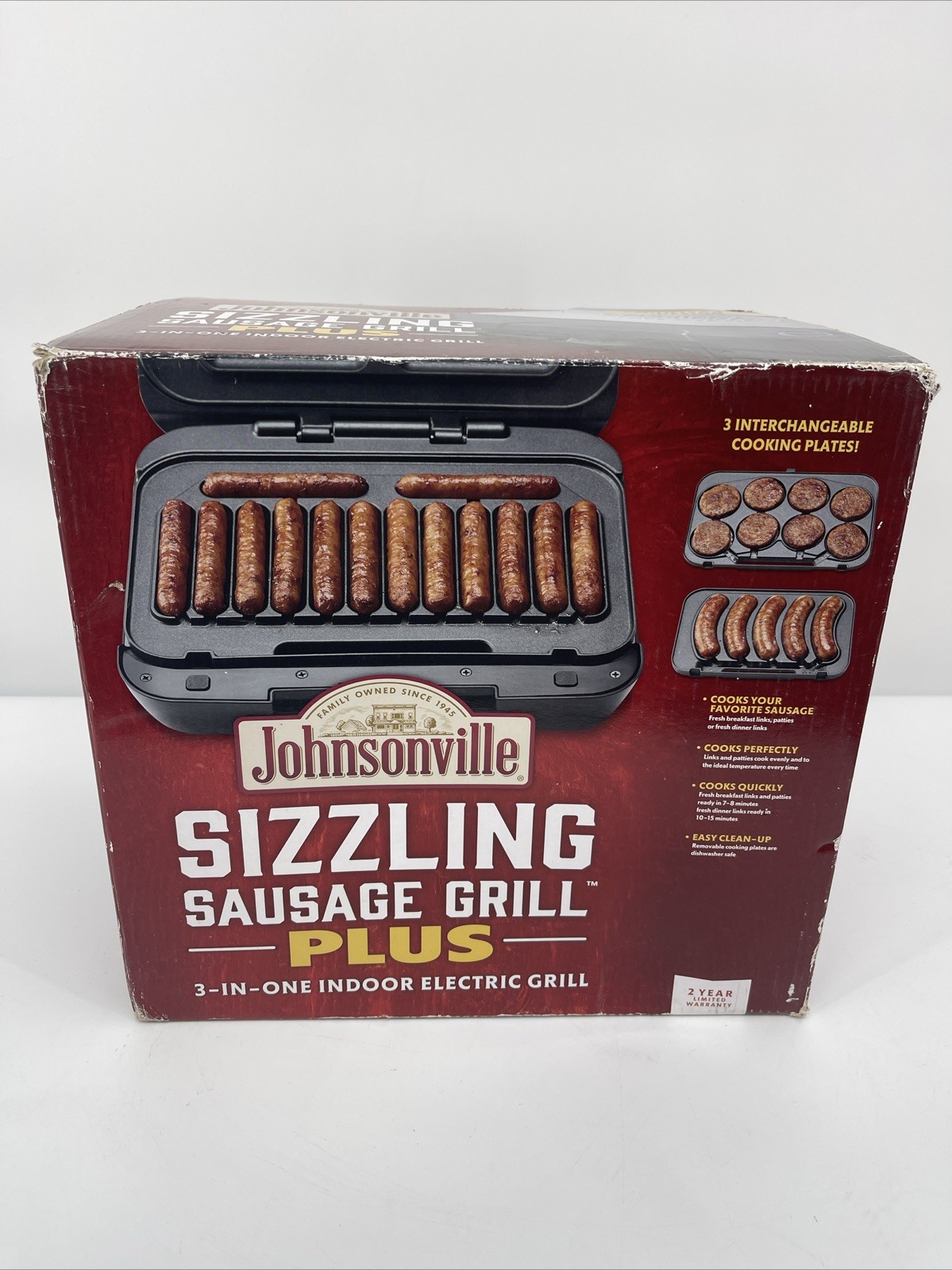 Johnsonville BTG0500 Sizzling Sausage 3in-1 Black Indoor Electric Grill NEW OPEN
