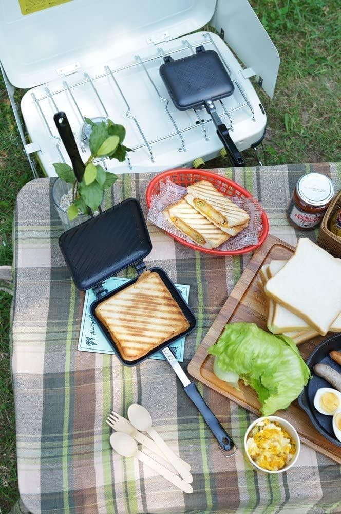 Hot Sandwich Maker Crispy Grilling Single Fluorine Treated For Gas Stoves Black
