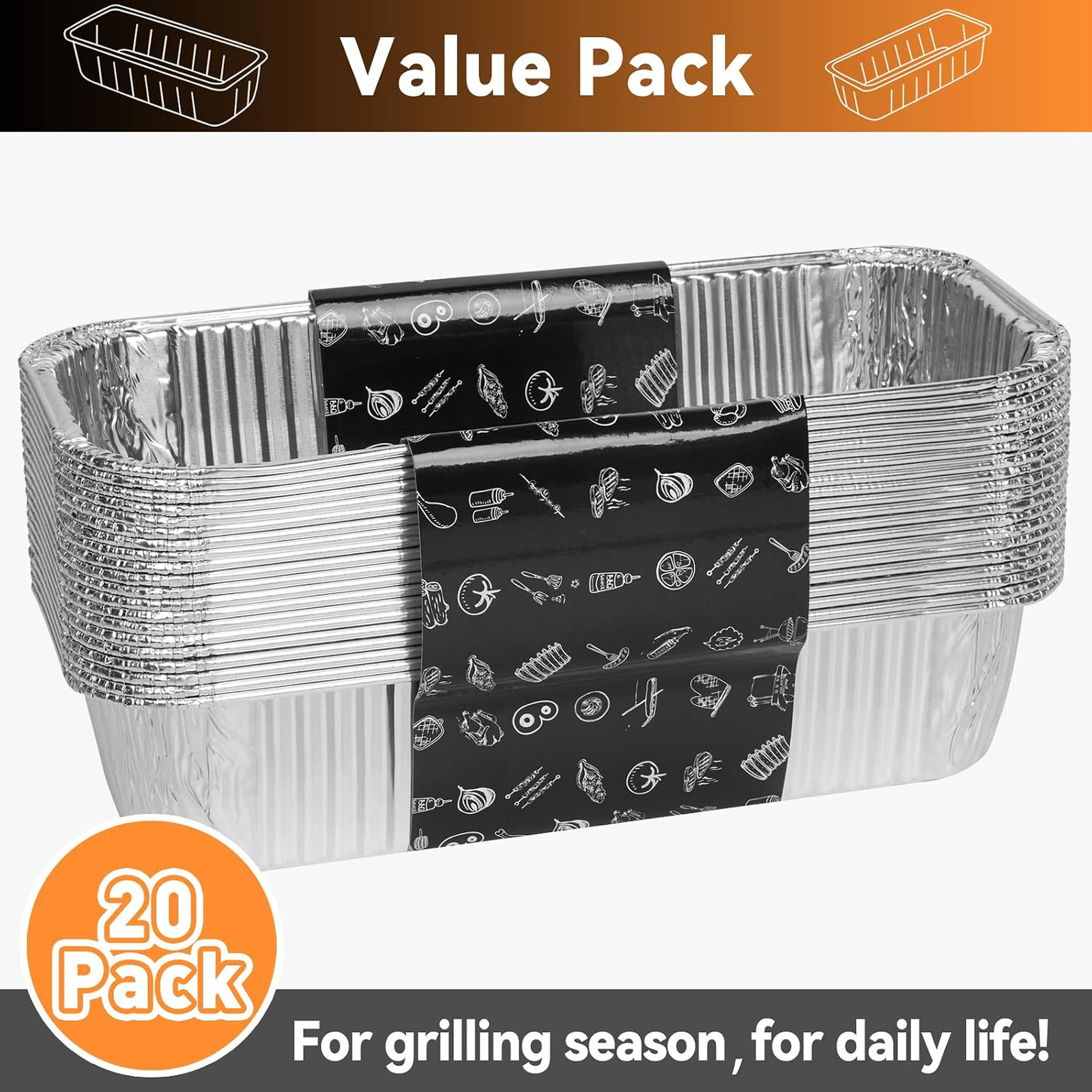20 Pack Weber Grill Drip Pan Liners for 11 x 5 Inch Aluminum Foil Grease Trays