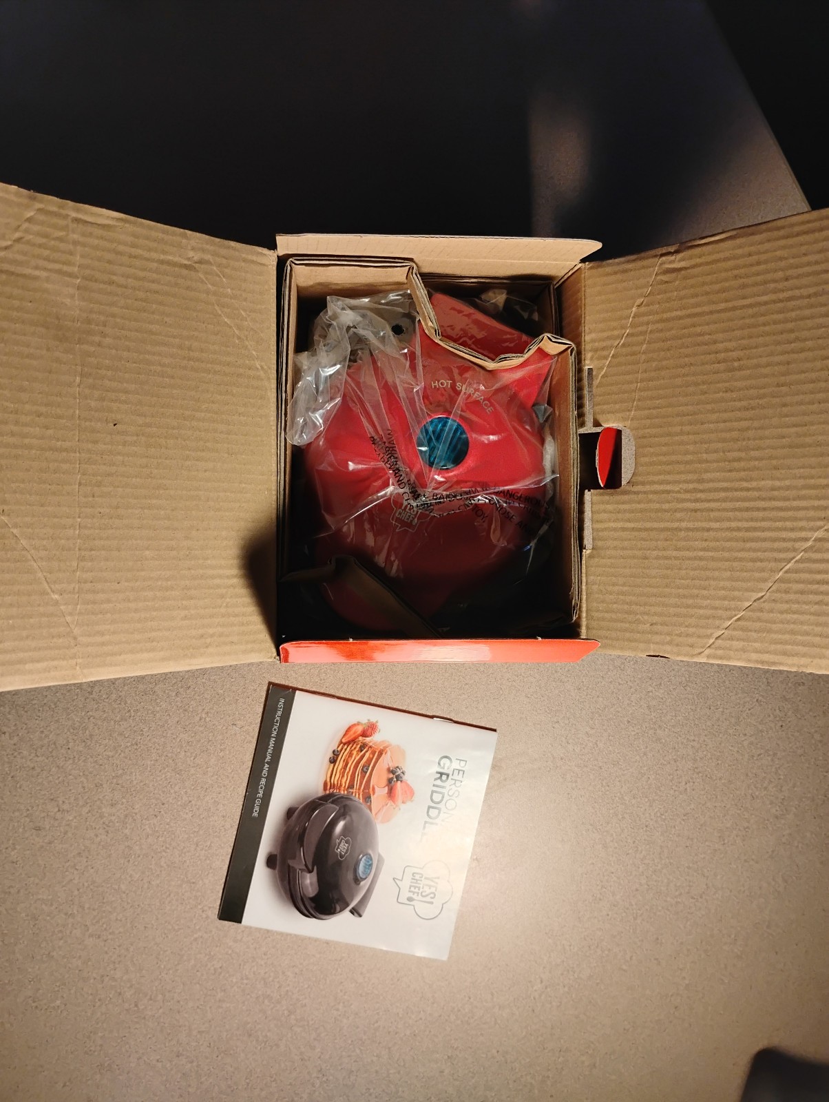 Yes! Chef Personal Griddle w/ Instructional Manual & Recipe Guide, Red New W/Box