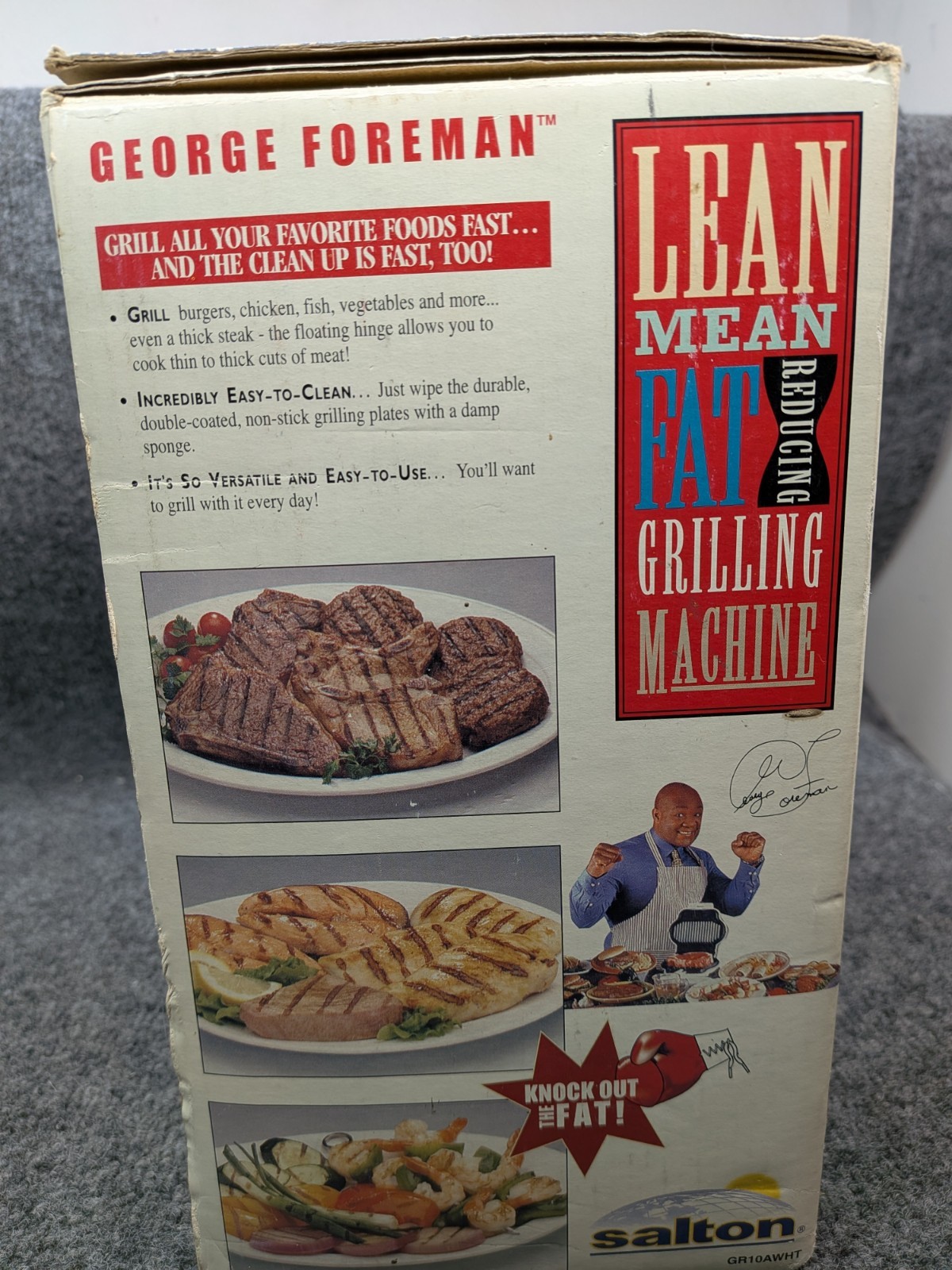 Vintage George Foreman Lean Mean Fat Reducing Grill GR10A White NEW Open Box…