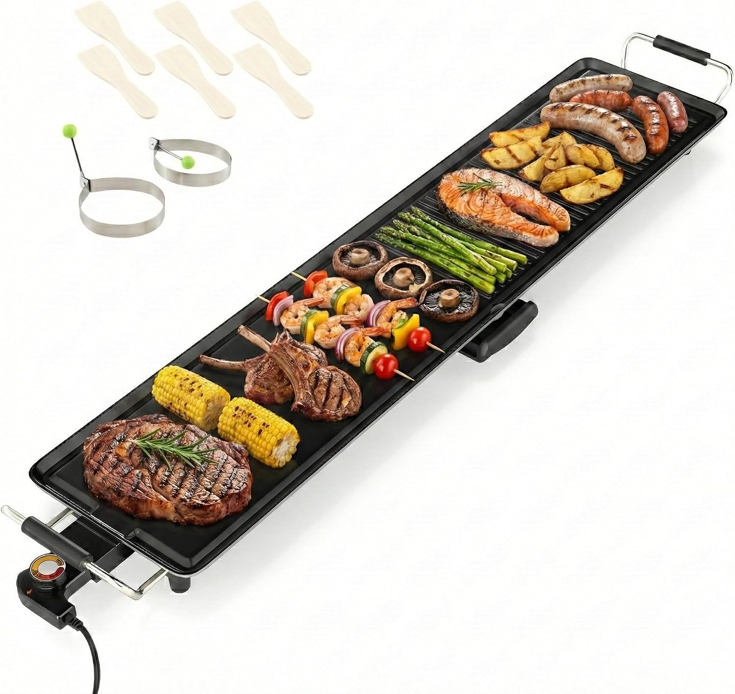 Extra Large Teppanyaki Grill 39.5” Electric Griddle Pan Indoor Outdoor Nonstick
