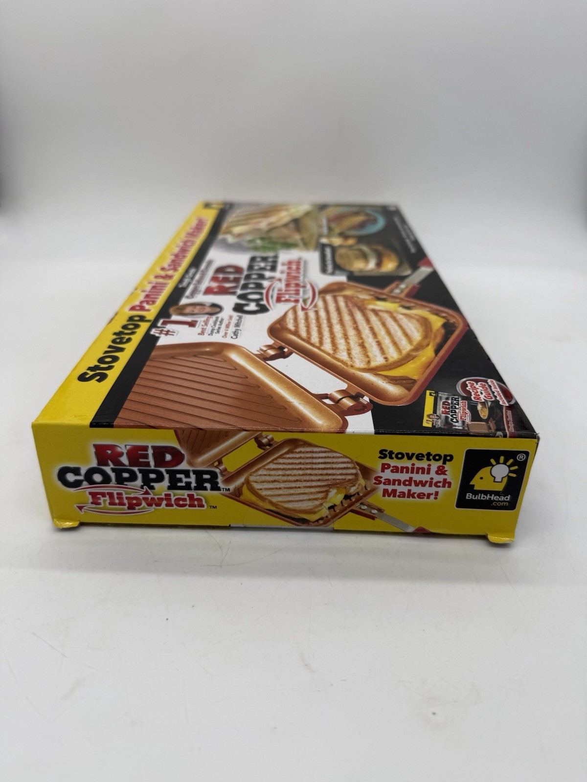 Red Copper Flipwich Stovetop Panini & Sandwich Maker Copper Infused Ceramic NIB