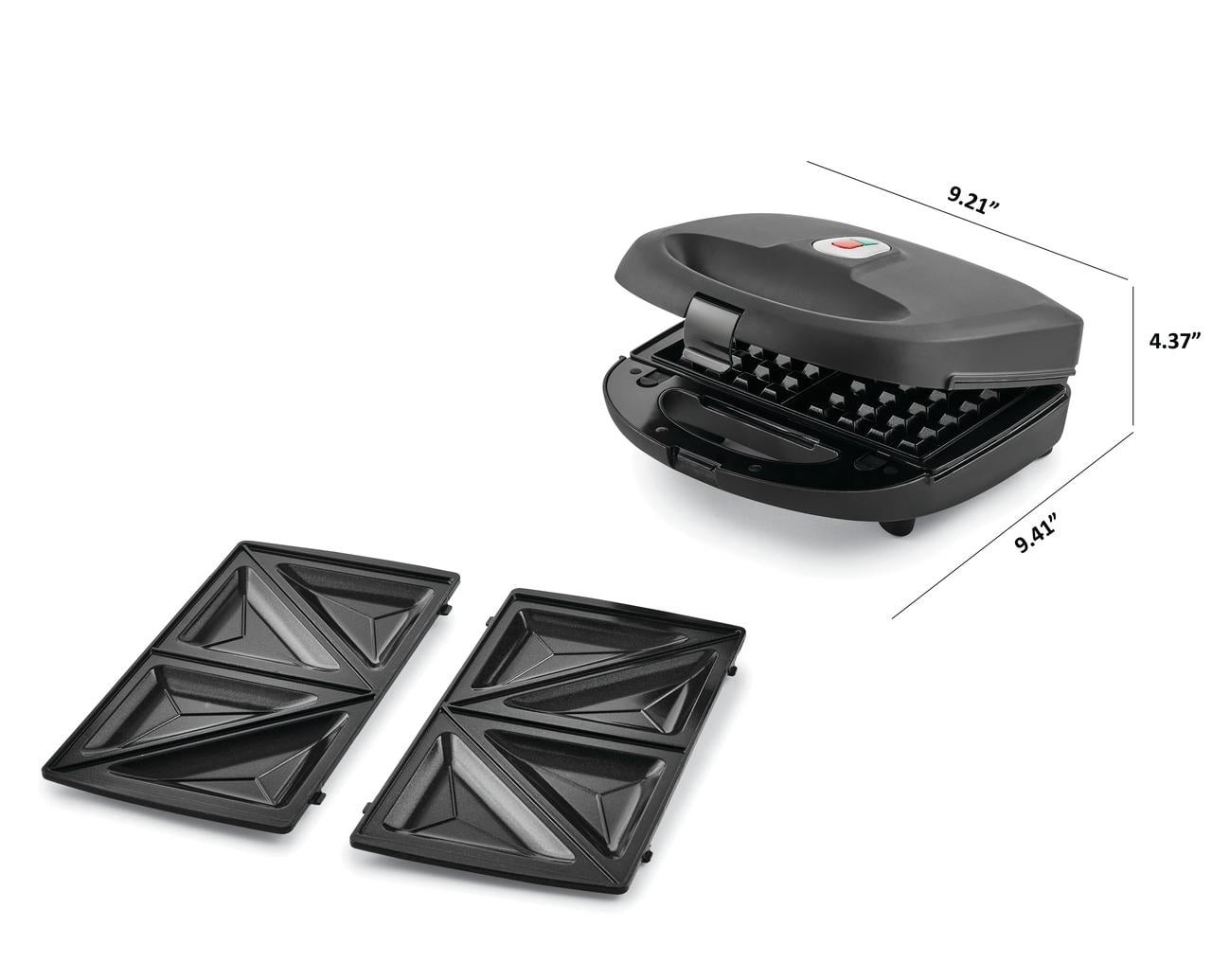 Mainstays 2 Slice Removable Plates Waffle and Sandwich Maker, Ceramic Nonstick
