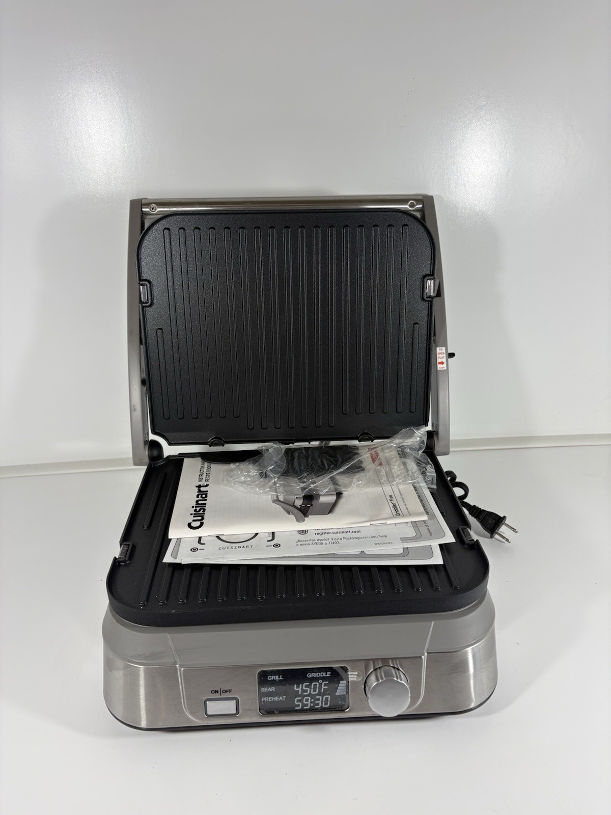 Cuisinart Electric Griddler Food Press FIVE – GR-5B 5-in-1 LCD Display