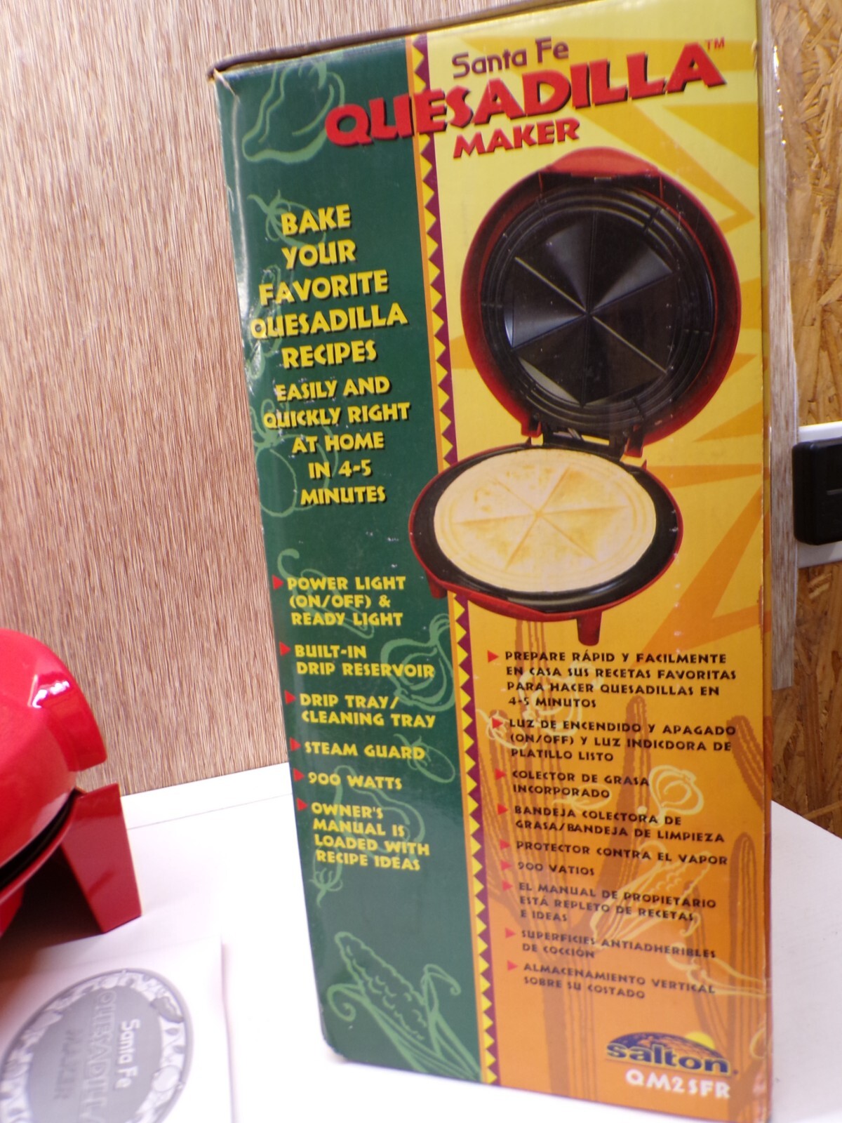 Santa Fe 12″ Countertop Quesadilla Maker QM2SFR Red Salton 2002 TESTED WORKING