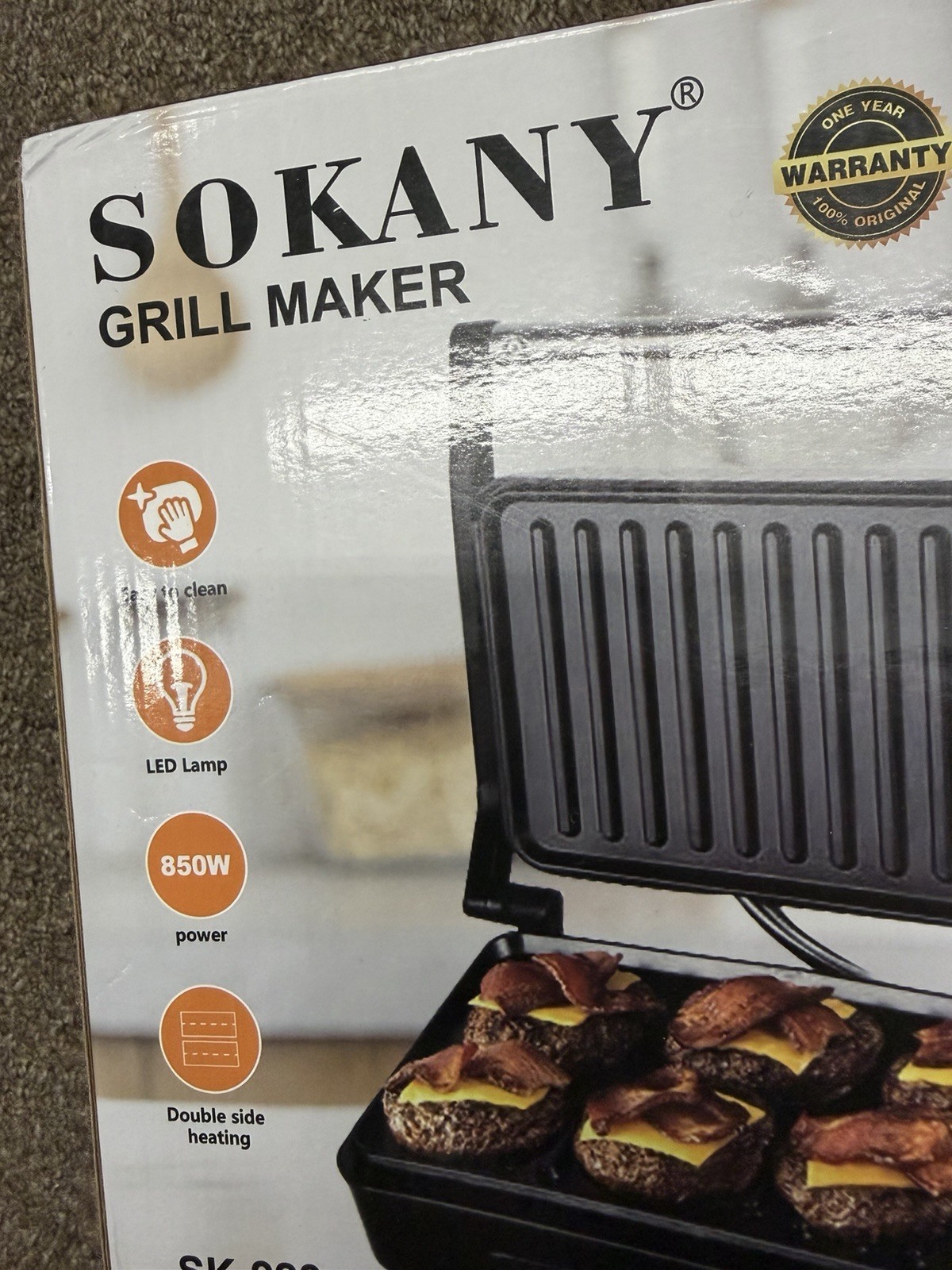 SOKANY SK-223 Electric Contact Grill 850W Stainless Steel Double-Side Heat SKU:T