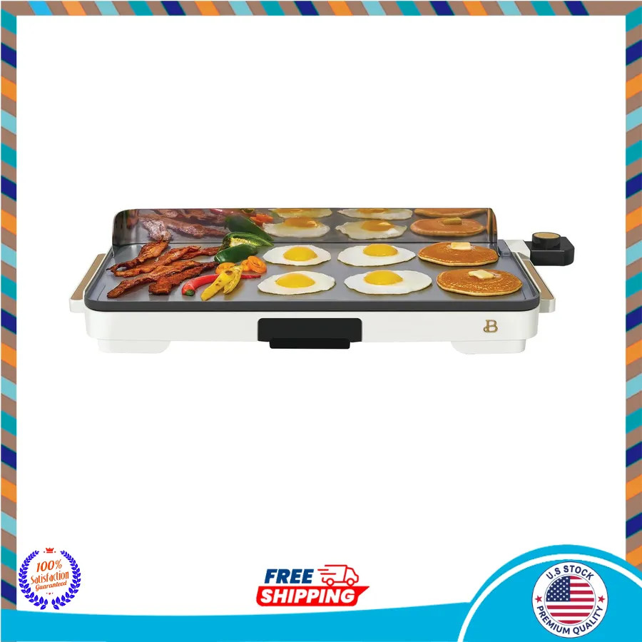 Beautiful Drew Barrymore XL Electric Griddle 12 x 22 Nonstick White Icing