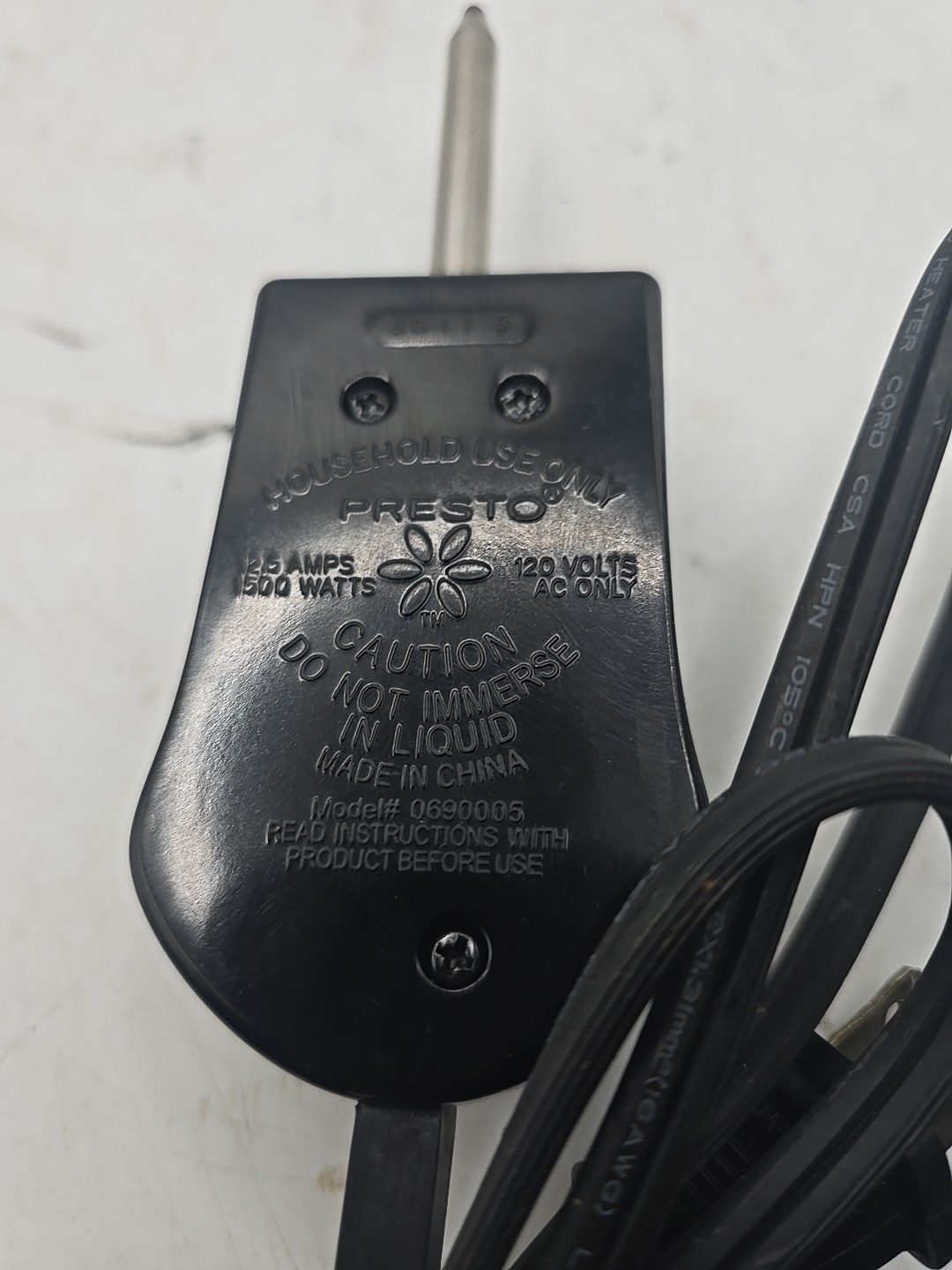 Presto 0690005 Black 12.5 AMP 1500 Watt 120V Temperature Power Control