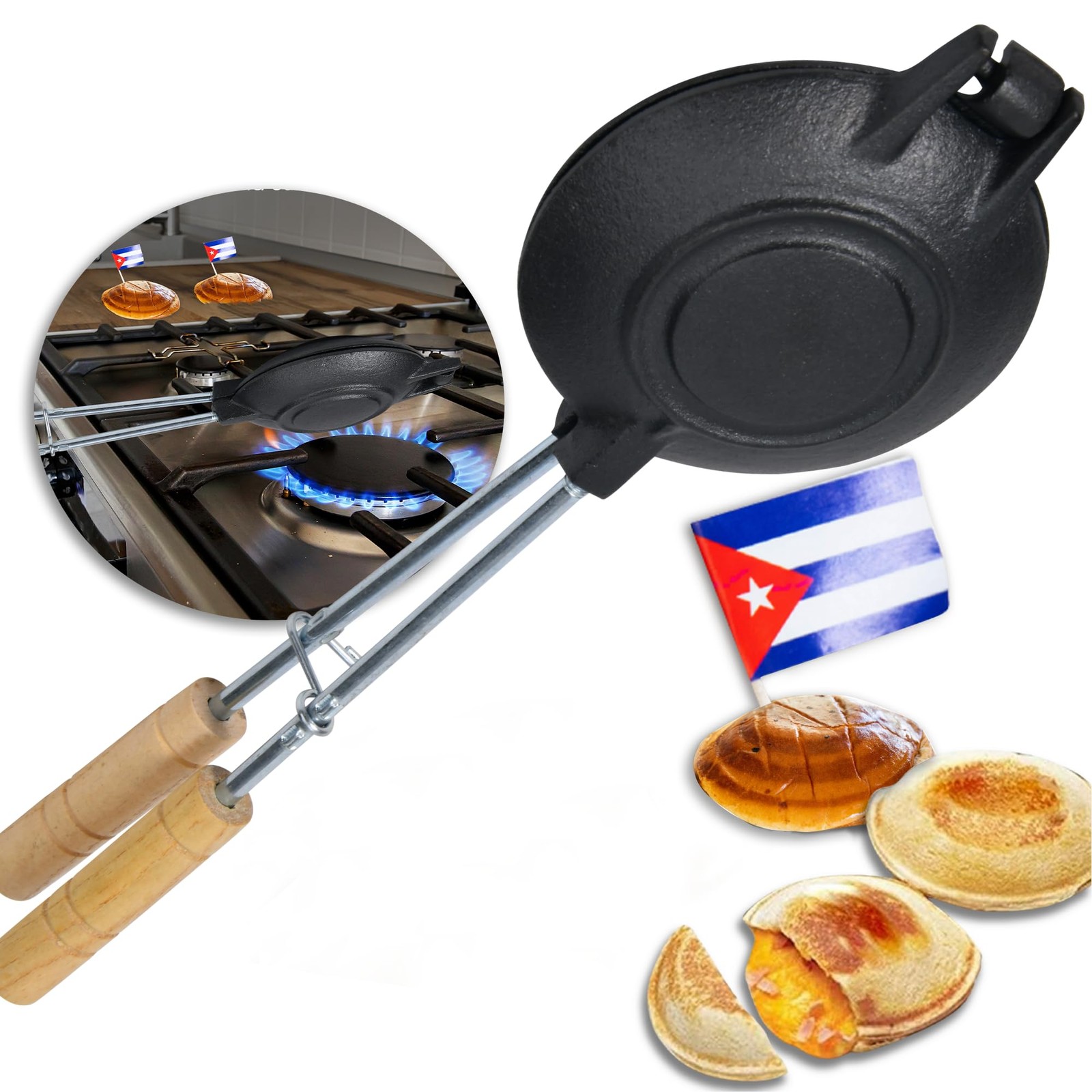 Disquera de Pan Cubano Redondo (1 Unit) – Cast Iron Cuban Sandwich Press for …