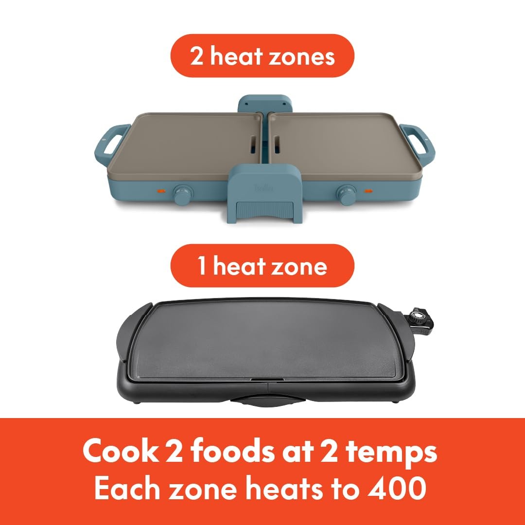 Bella Fold And Store Dual Temp Griddle Compact Nonstick Kitchen Appliance