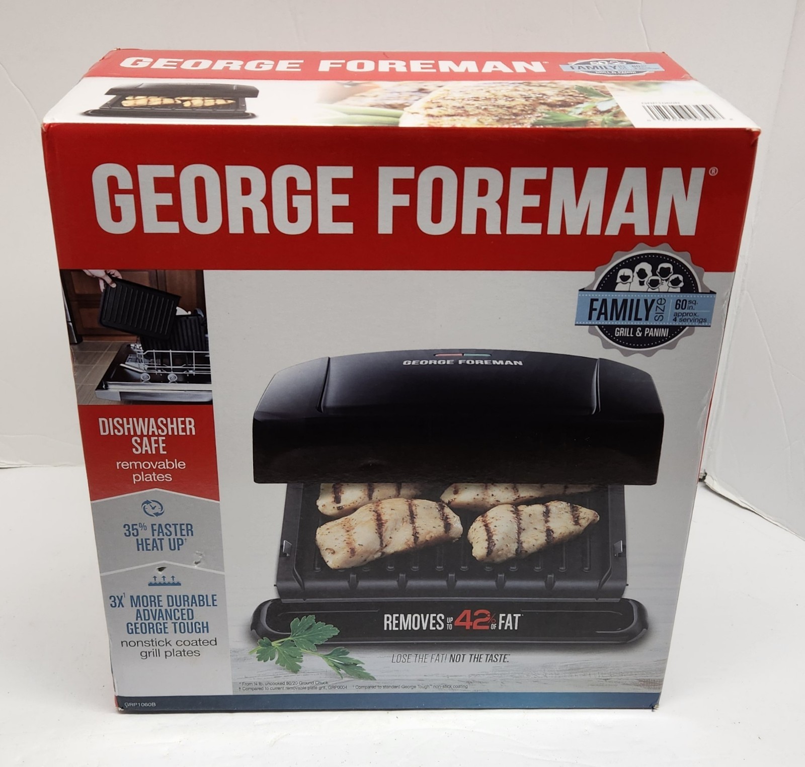 George Foreman Family Size Grill & Panini Press GRP1060B Dishwasher Safe – NEW