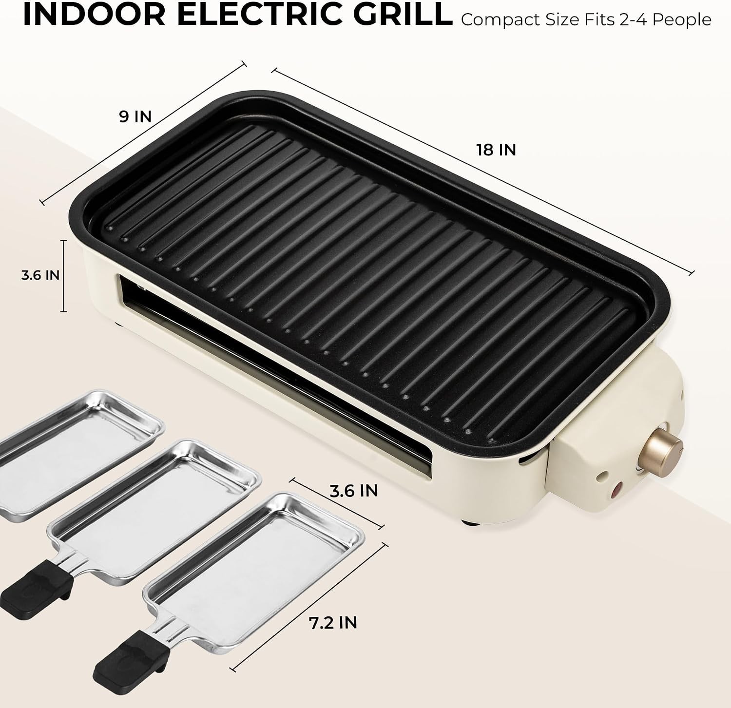 Smokeless 2 in 1 Electric Indoor Grill with Removable Non-Stick Plate, 1700W