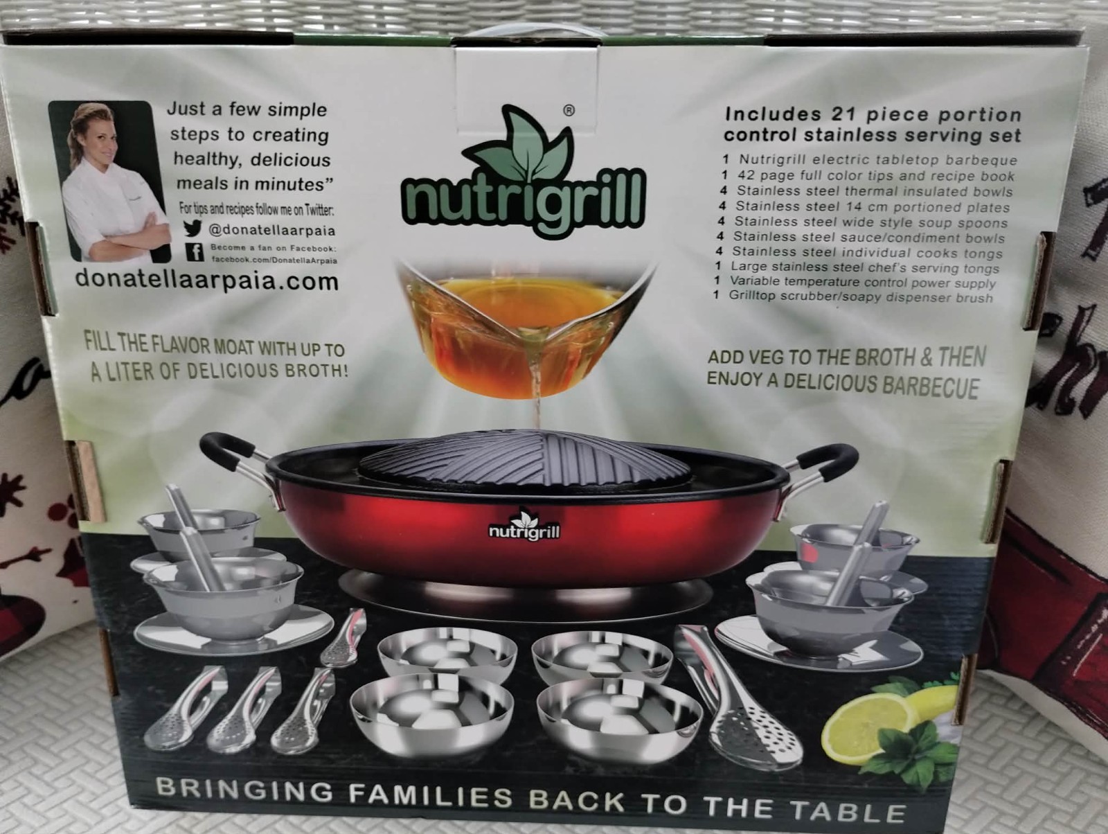 Nutrigrill 1200W Multi-Use Electric Tabletop Grill with Complete Cooking Set
