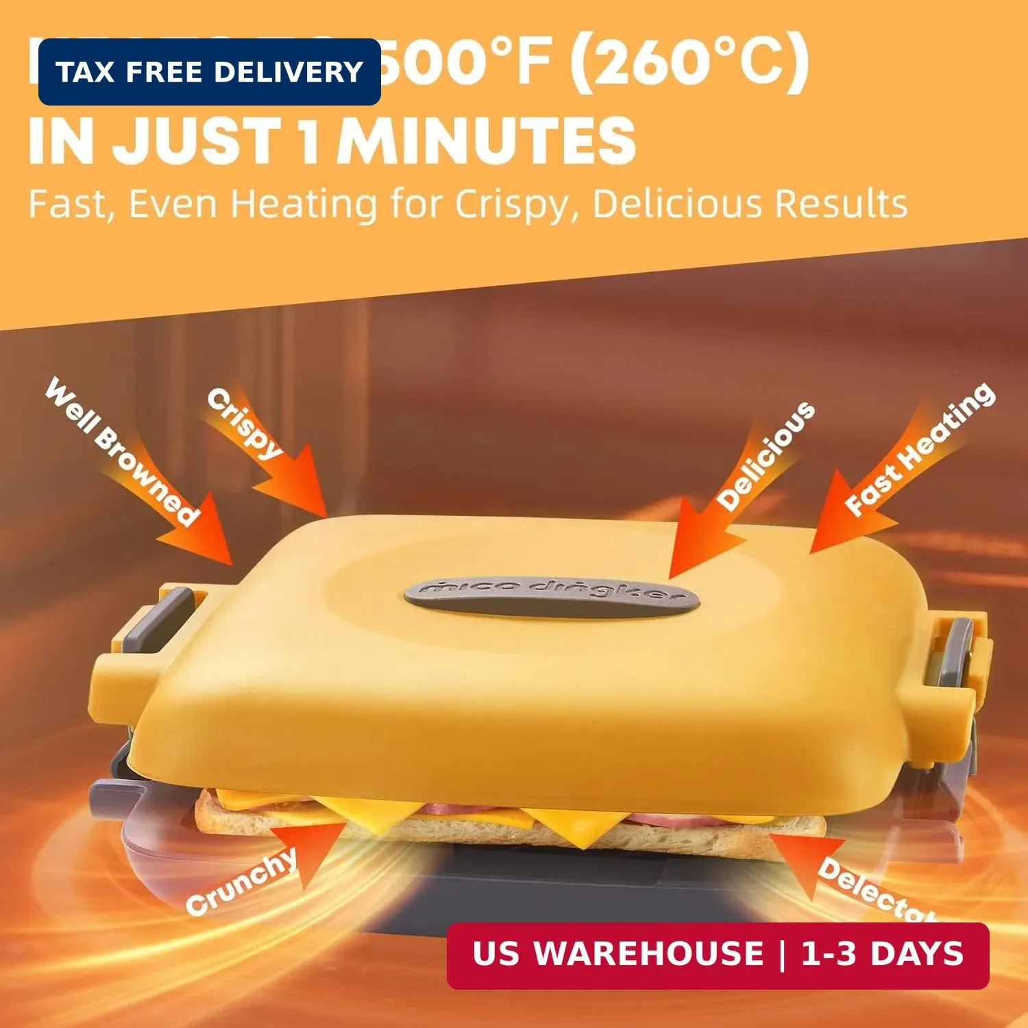 Microwave Sandwich Maker, Snack Maker & Panini Press, Removable Non-Stick Plates