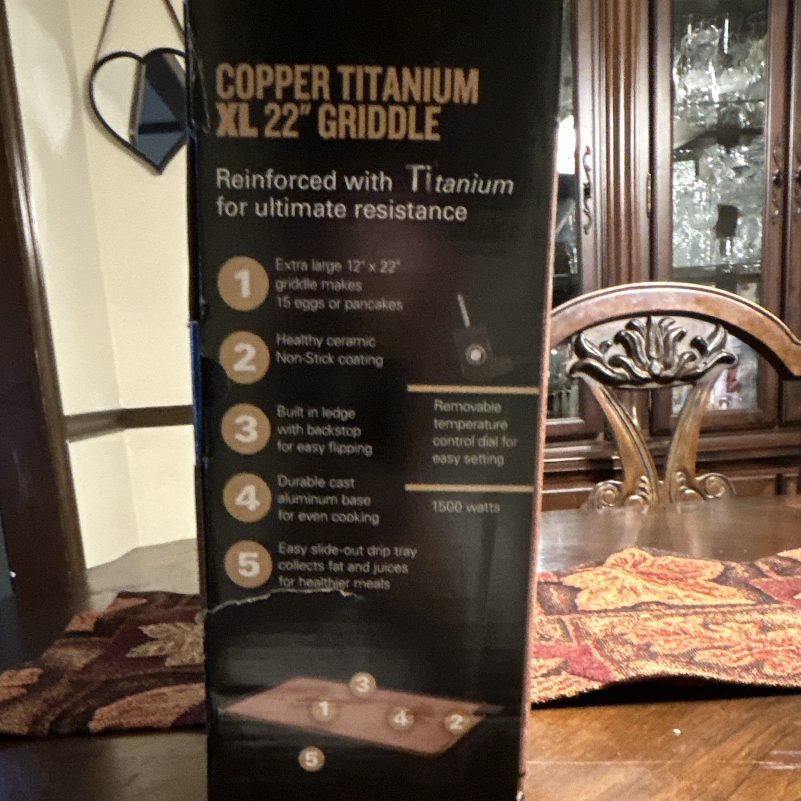 BELLA Copper Titanium XL 22″ Electric Griddle 1500W Non-Stick Temp Control