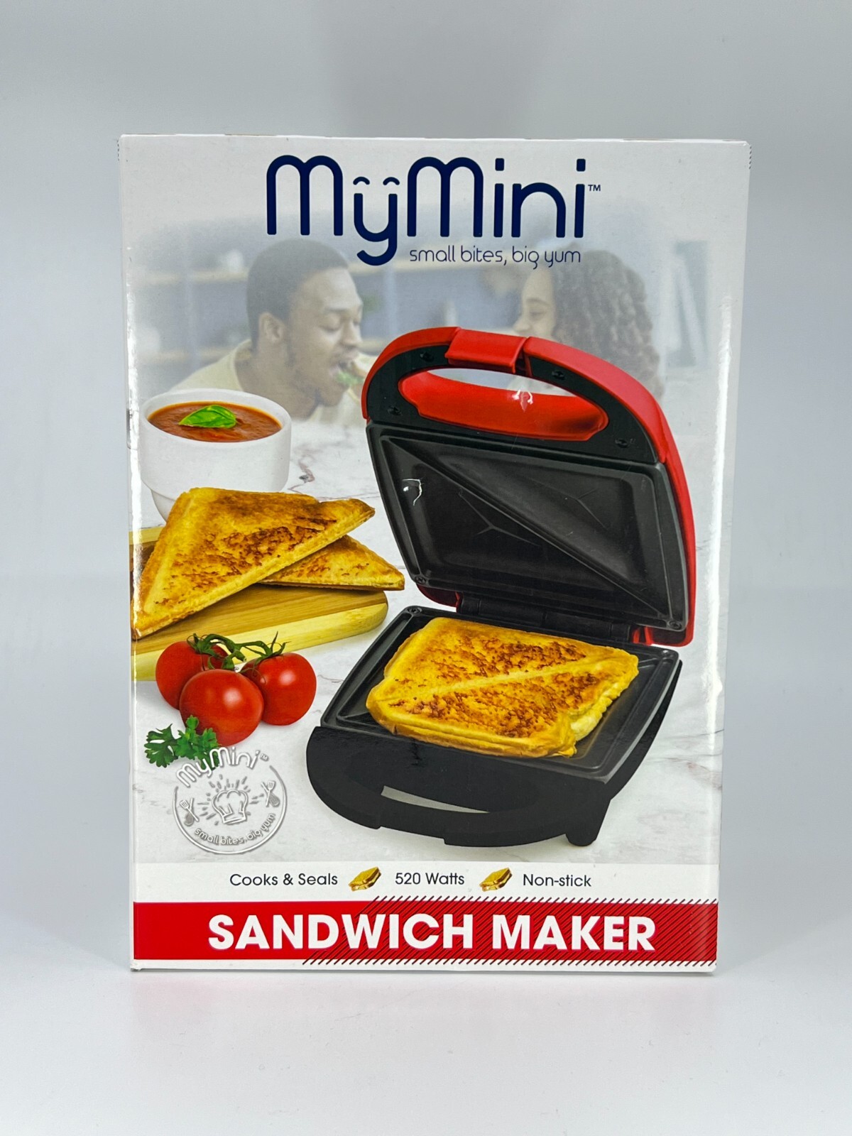 MyMini Sandwich Maker Non-Stick Grill Cheese Sandwich Machine in Red Appliance