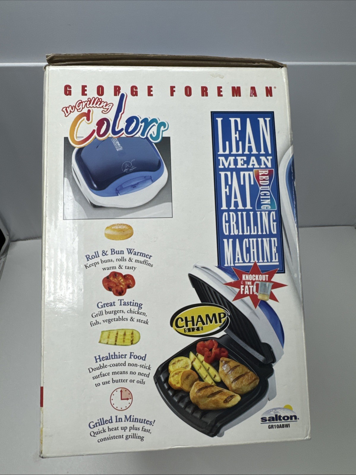 George Foreman Grill Champ Grilling Colors Blue Salton GR10ABWI New In Box