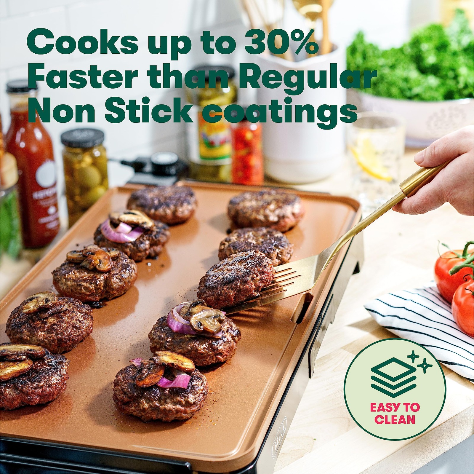 Bella 12 X 22 Copper Xl Electric Griddle Nonstick Titanium Coating 1500W