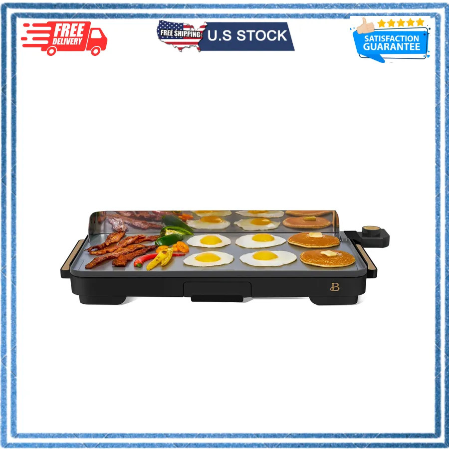 Beautiful Drew Barrymore XL Electric Griddle 12 x 22 Nonstick Black Sesame