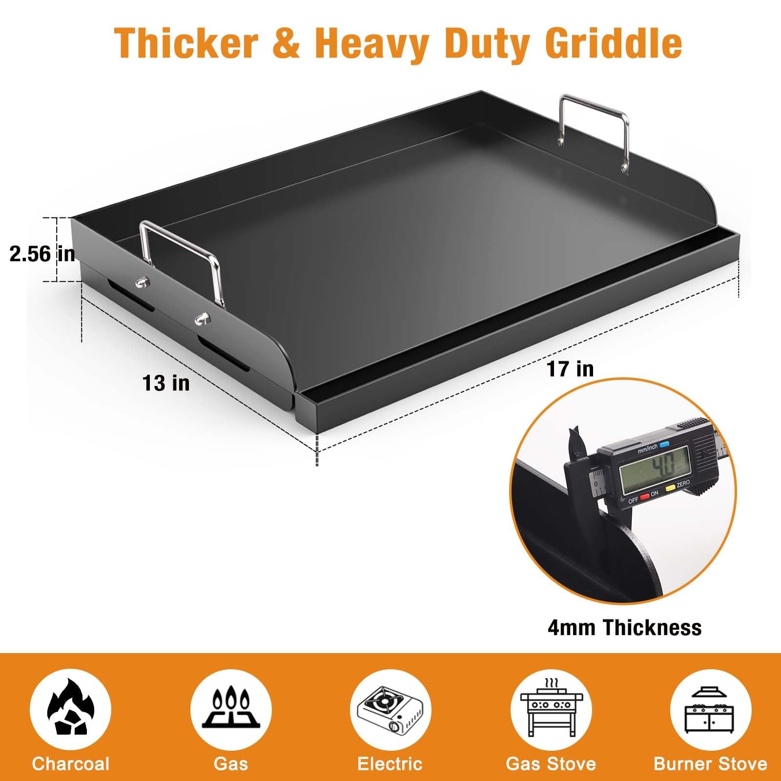 Barbqtime 17″ x13″ Flat Top Griddle for Gas/Charcoal Grill