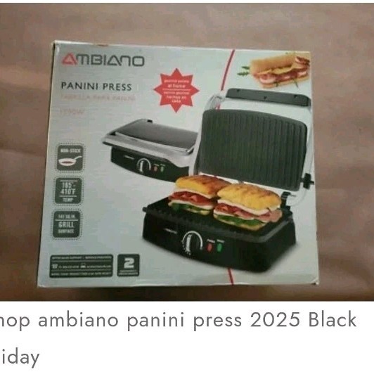 Ambiano Panini Press Grill Nonstick Electric Sandwich Maker Non Stick Plate New