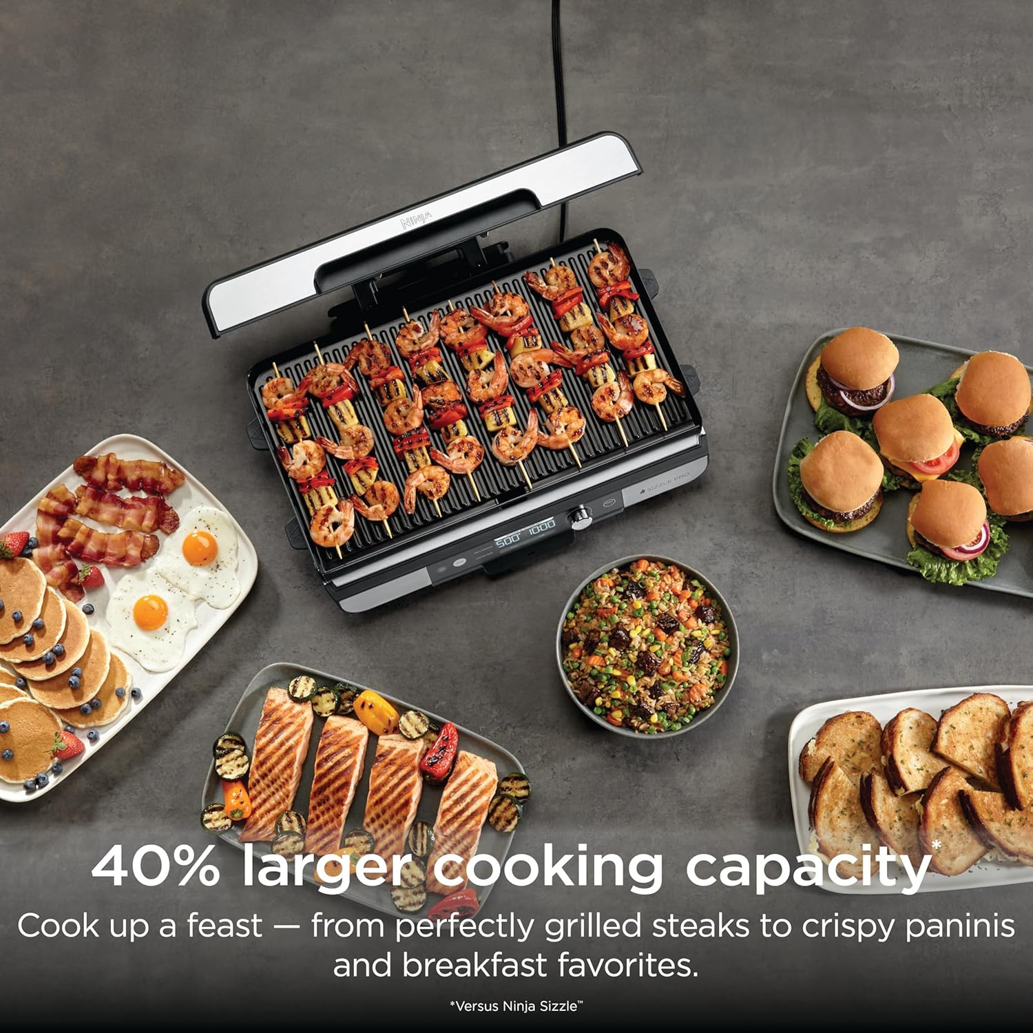 Sizzle Pro XL 20″ Nonstick Griddle & Grill with Grease Control System