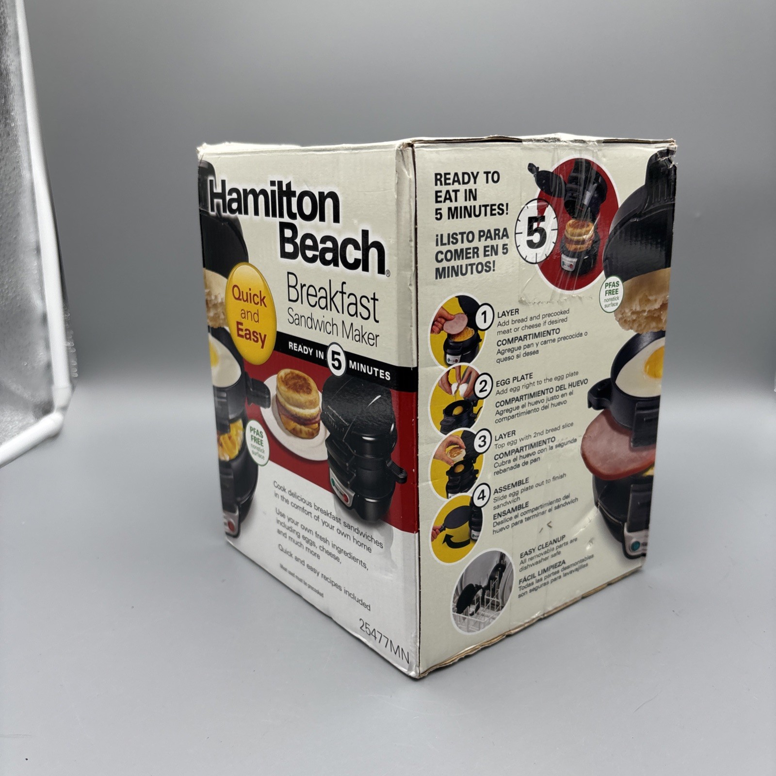 New Hamilton Beach 25477MN Breakfast Sandwich Maker