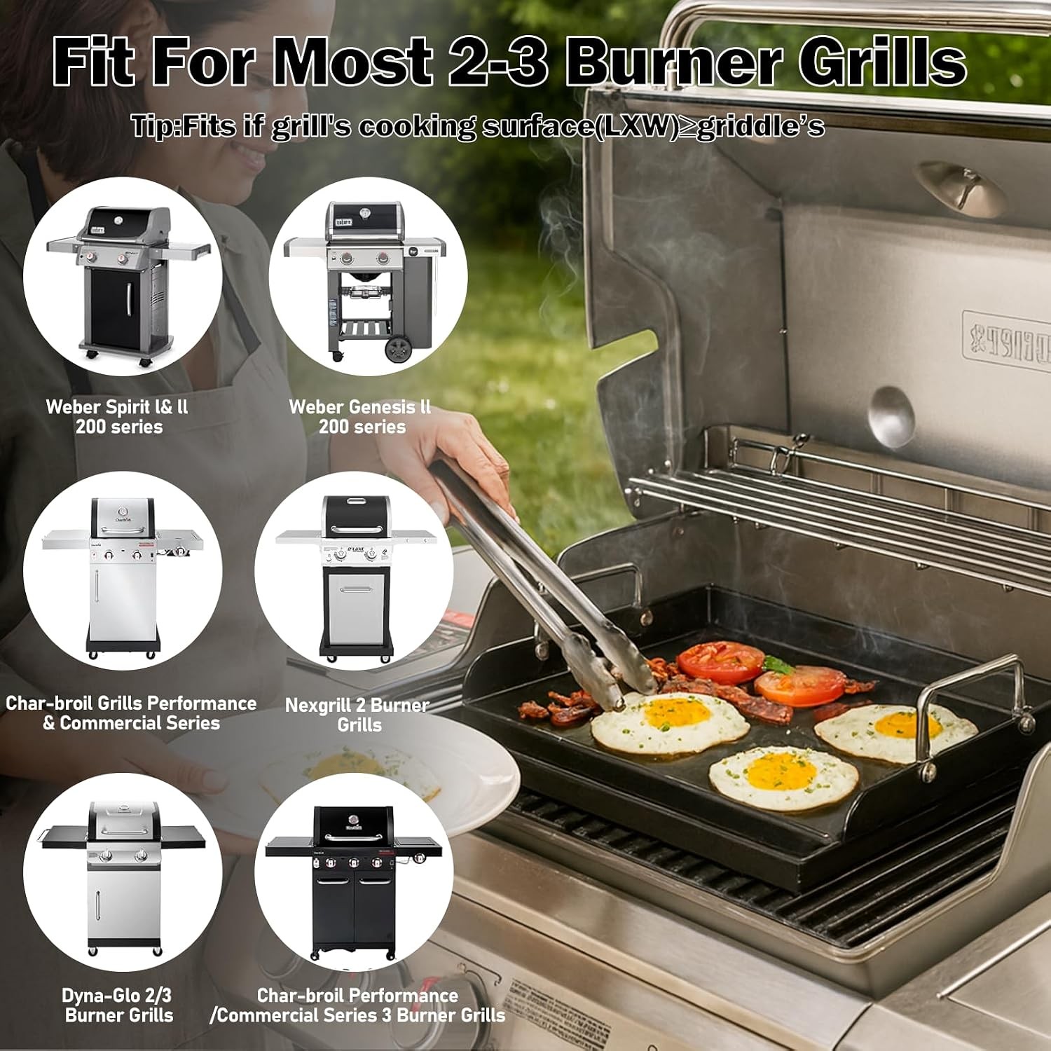 17 x 13Inch Cast Iron NanoCeramic Griddle for Gas Grills | Pre-seasoned flat-top