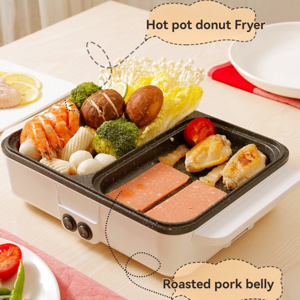 2-in-1 Indoor Non-Stick Electric Hot Pot and Frying Pan Portable Electric5126