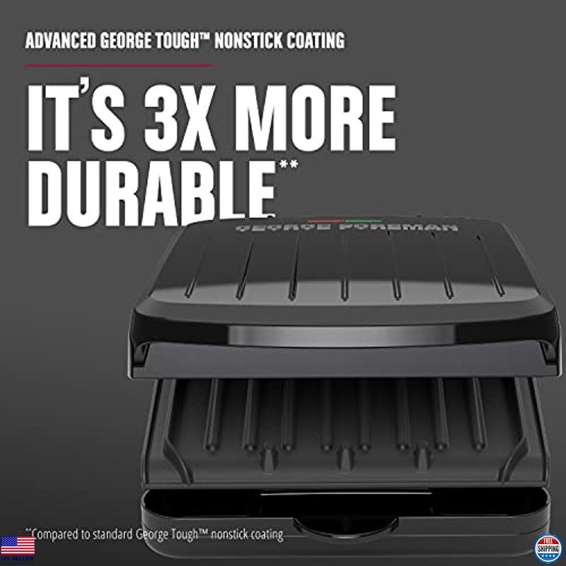2-Serving Indoor Electric Grill & Panini Press, Classic Black, Compact Design