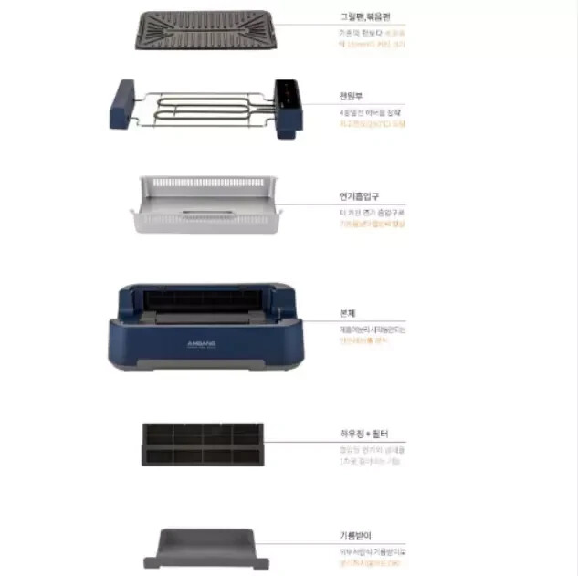 ANBANG Grill AB507FCO Smokeless Grill Electric Indoor Grill BBQ – Orange 220V