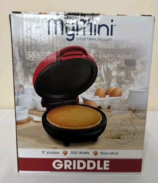 MyMini Personal Electric 5″ Griddle Plate 550 Watts Non-Stick #NIB Red In Color