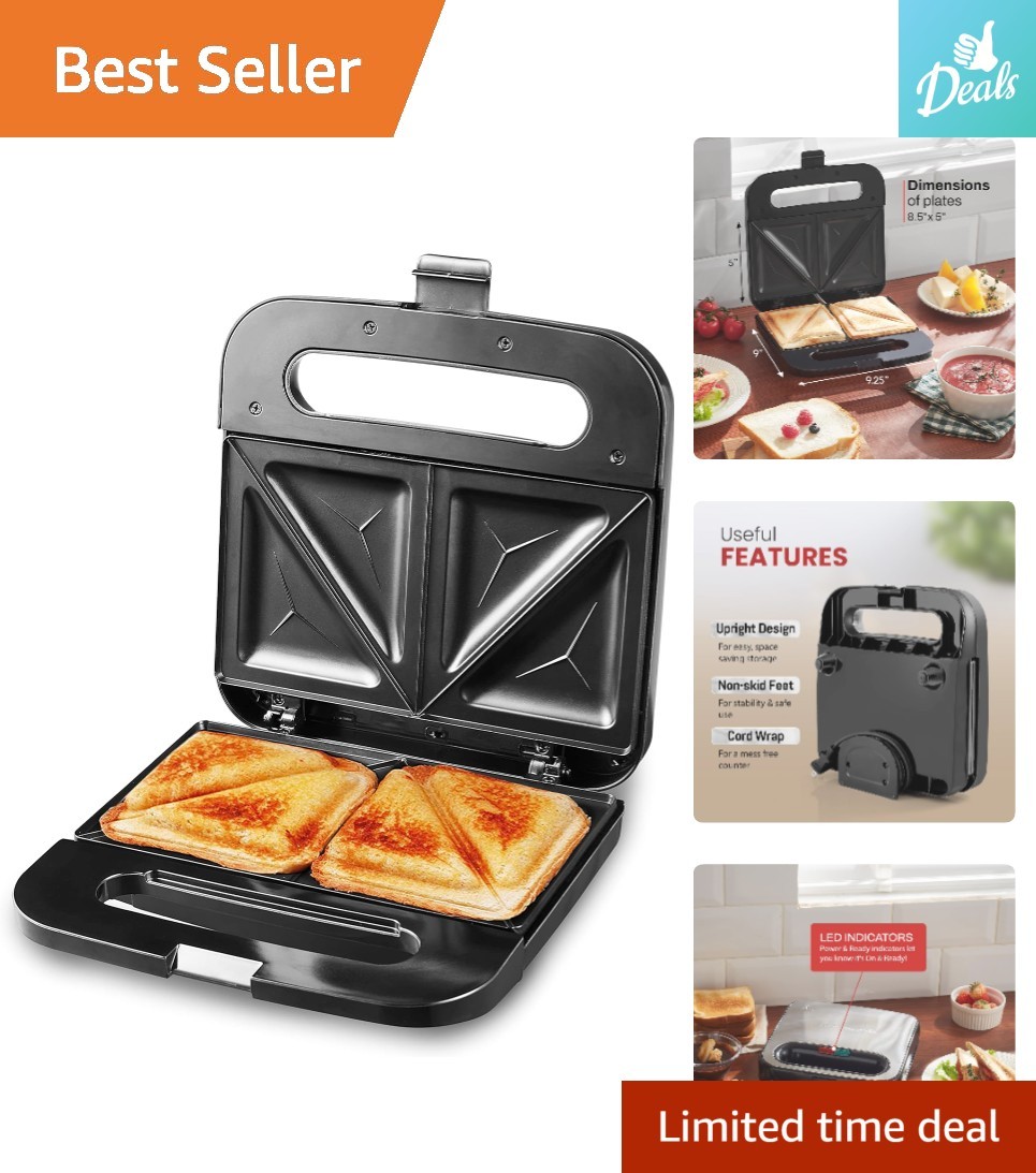 Compact Stainless Steel Panini Maker – Quick Grilled Cheese in Minutes
