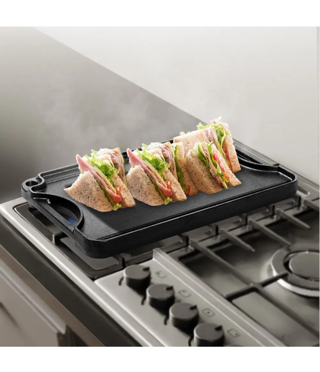 VEVOR Reversible Grill/Griddle, 14×8.5 inch Pre-Seasoned Cast Iron Griddle, Port
