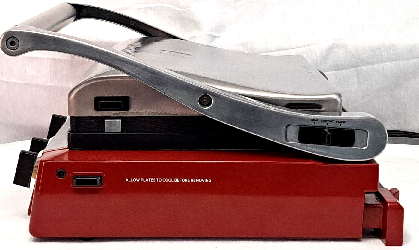 Wolfgang Puck Red Stainless Electric Grill 5-in-1 Dual Temperature Control Clean